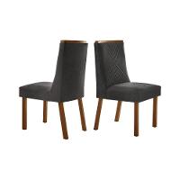 Kit 2 Cadeiras Sala Jantar Montreal 2 Un Imbuia Linho Grafite Rufato - 1