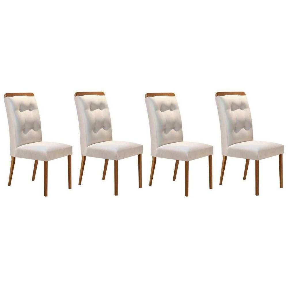 Kit 4 Cadeiras Sala Jantar Imperatriz 4 Un Capuccino Suede Creme Rufato - 1