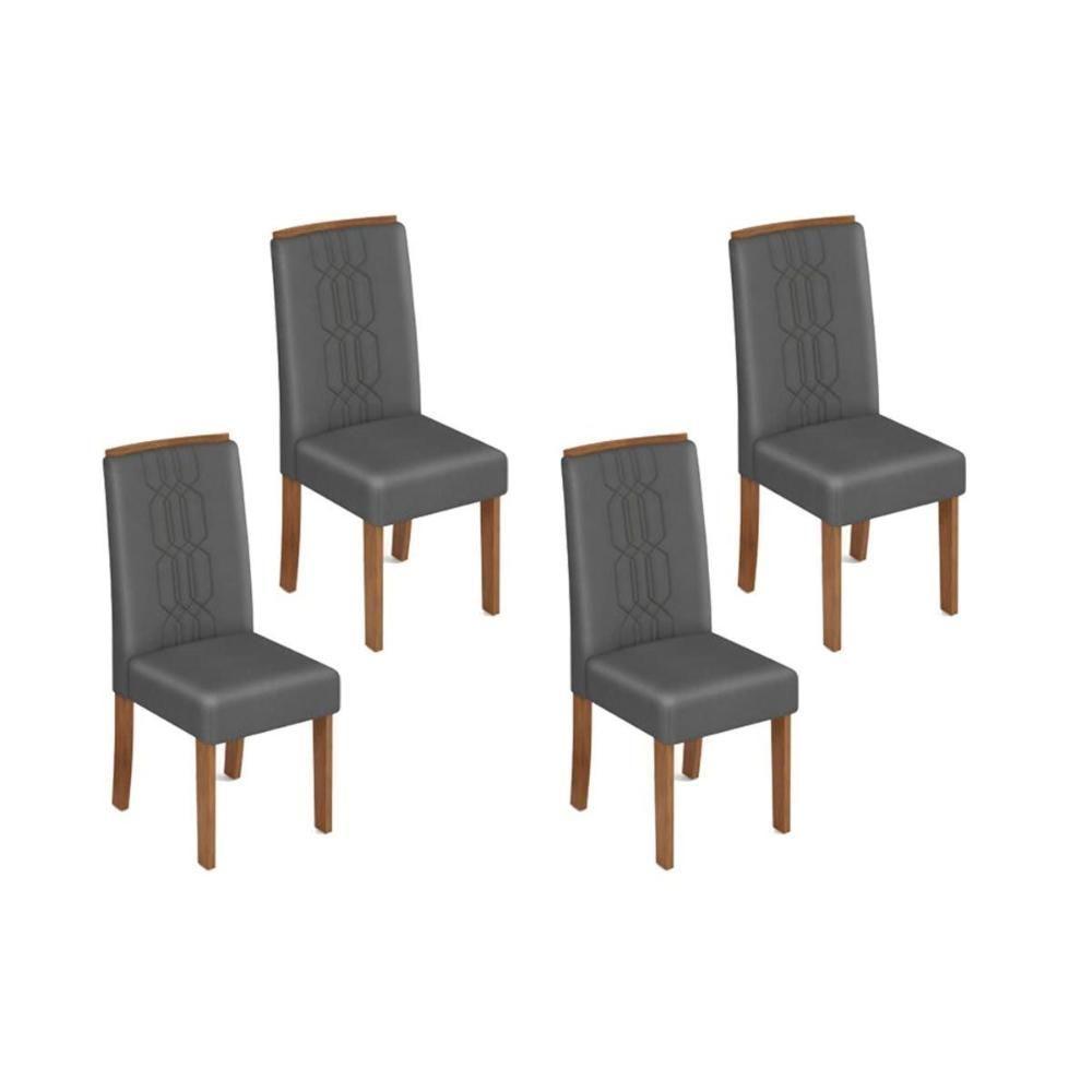 Kit 4 Cadeiras Sala Jantar Zoe 4 Un Cedro Suede Lunar - 1