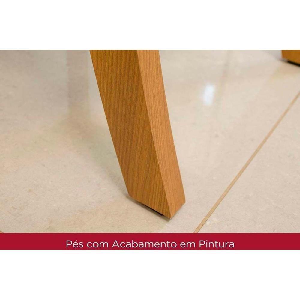Conjunto Mesa De Cozinha Yara Sc79 Tampo Madeirado Com Vidro Canto Curvo 160x90cm E 6 Cadeiras Vita Nature Linho Henn - 8