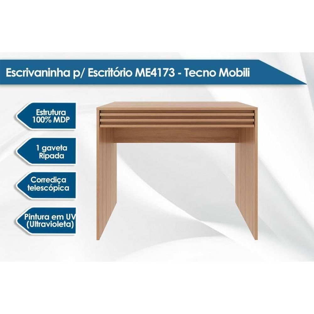 Mesa Escrivaninha Juvenil Com 1 Gaveta Ripada Me4173 Branco Tecno Mobili - 7