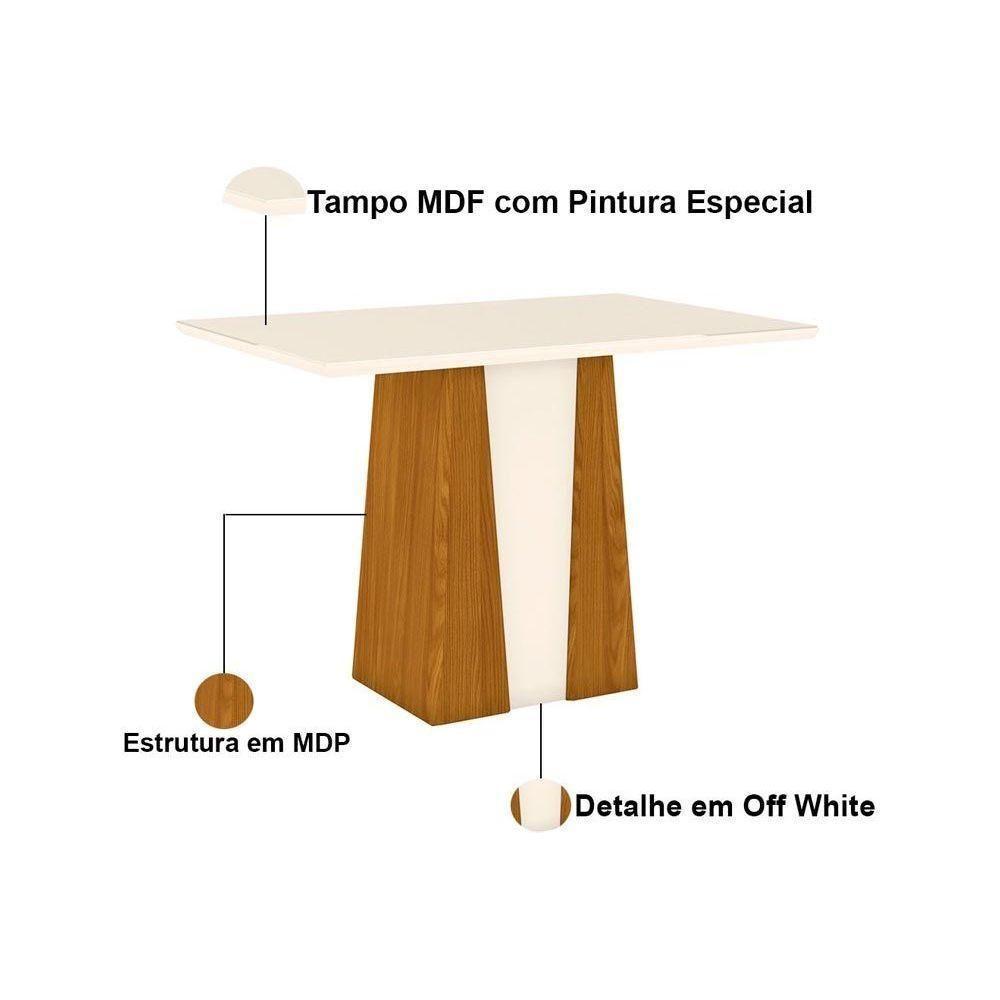 Conjunto Mesa De Cozinha Orus Tampo Madeirado Com Vidro 120x80cm E 4 Cadeiras Isa Nature Linho Henn - 6