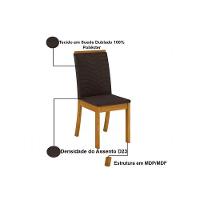 Conjunto Mesa De Cozinha Orus Tampo Madeirado Com Vidro 120x80cm E 4 Cadeiras Isa Nature Linho Henn - 7