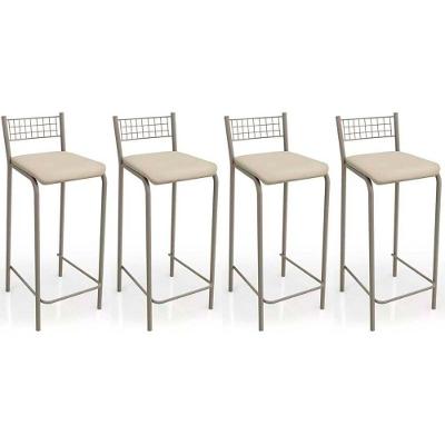 Kit 4 Banquetas Sala Jantar Gênova B705 4 Un Niquel Nude 16