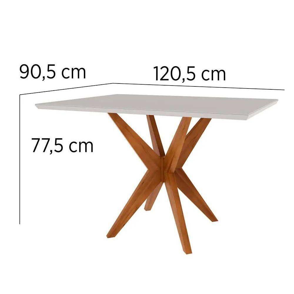 Conjunto Mesa De Cozinha Donna Com Tampo Madeirado Com Vidro 120cm E 4 Cadeiras Rainha Natural Nesher - 4