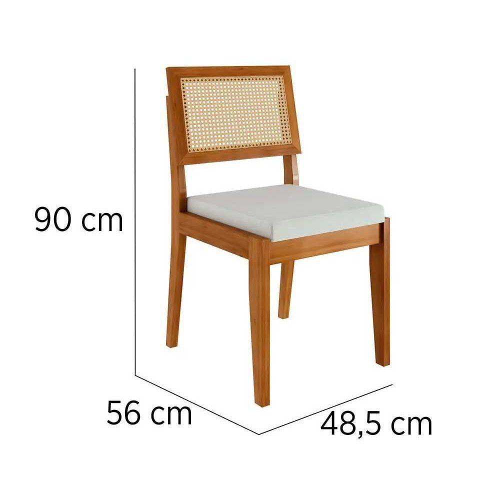 Conjunto Mesa De Cozinha Donna Com Tampo Madeirado Com Vidro 120cm E 4 Cadeiras Rainha Natural Nesher - 5