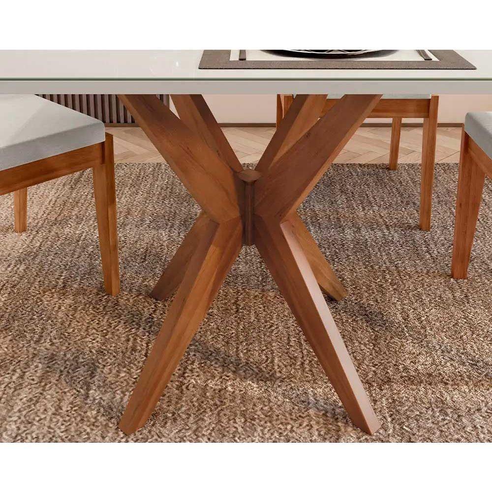 Conjunto Mesa De Cozinha Donna Com Tampo Madeirado Com Vidro 120cm E 4 Cadeiras Rainha Natural Nesher - 7