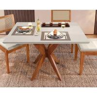 Conjunto Mesa De Cozinha Donna Com Tampo Madeirado Com Vidro 120cm E 4 Cadeiras Rainha Natural Nesher - 8