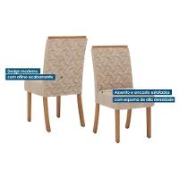 Conjunto Mesa De Cozinha Lins Com Tampo Madeirado Com Vidro 160x90cm E 6 Cadeiras Esther Nature Linho Cacao Henn - 3