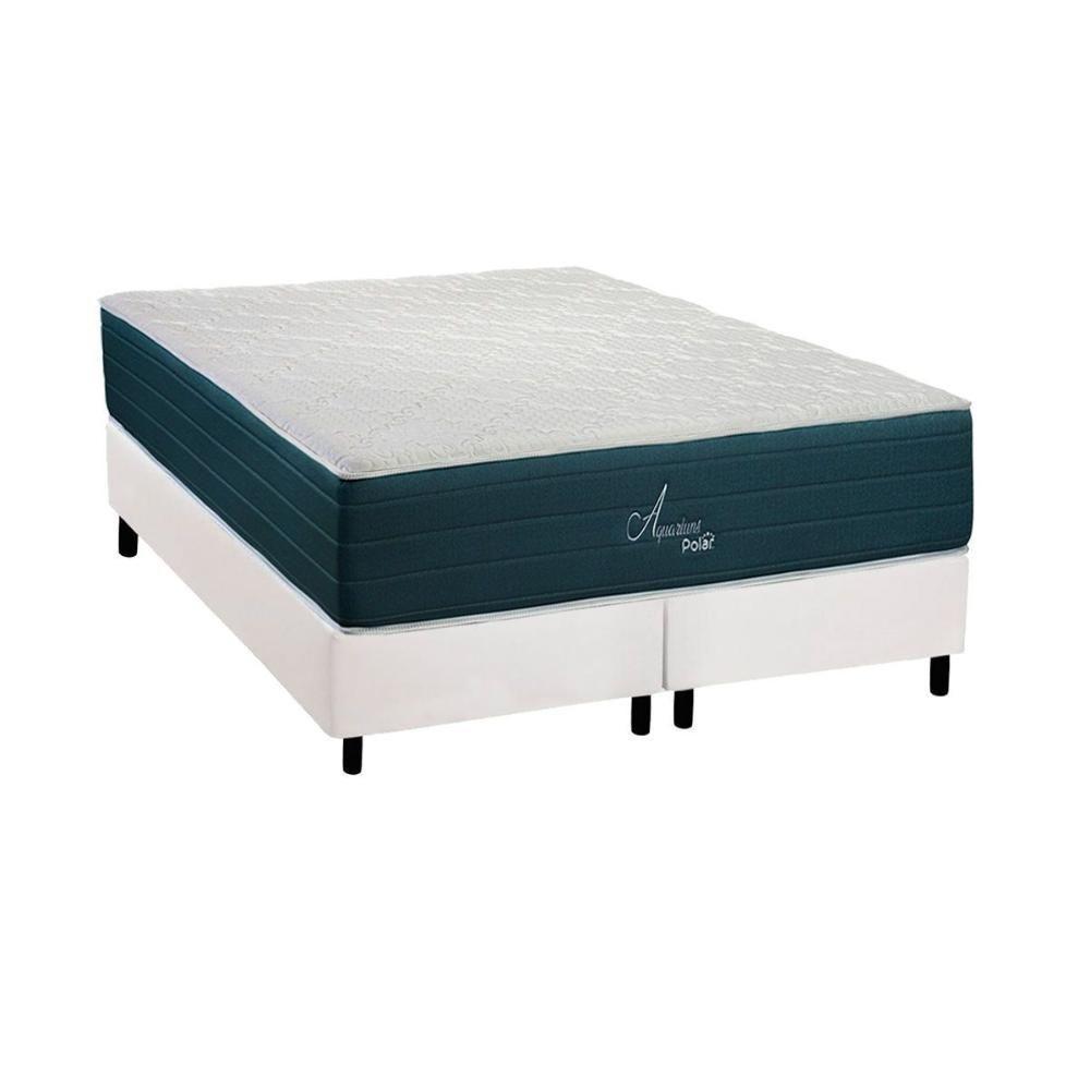 Cama Box Queen: Colchão Molas Ensacadas Polar Aquariuns + Base Crc Courano White (158x198) - 1