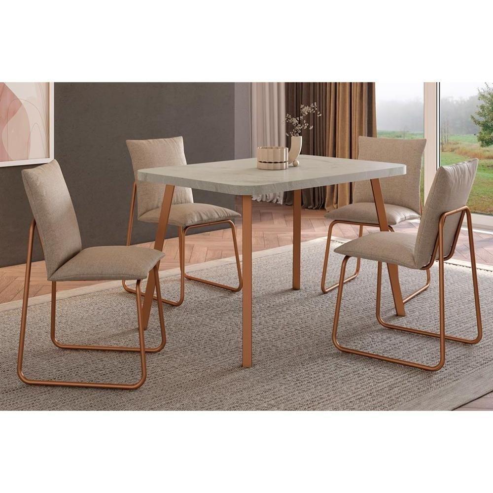 Kit 4 Cadeiras Sala Jantar Soft 1750 4 Uni Rose Linho Areia Carraro - 6