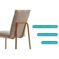 Kit 4 Cadeiras Sala Jantar Soft 1750 4 Uni Rose Linho Areia Carraro