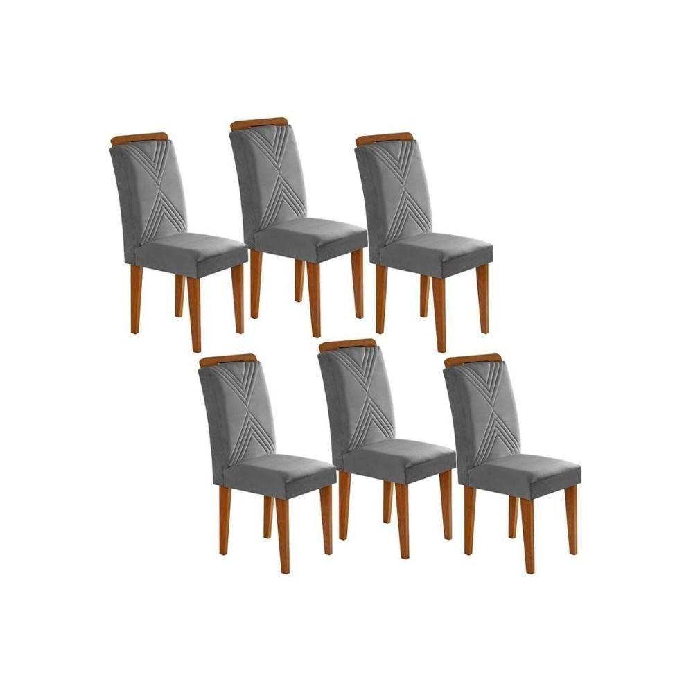 Kit 2 Cadeiras Sala Jantar Amsterdã 6 Un Capuccino Suede Grafite Rufato - 1