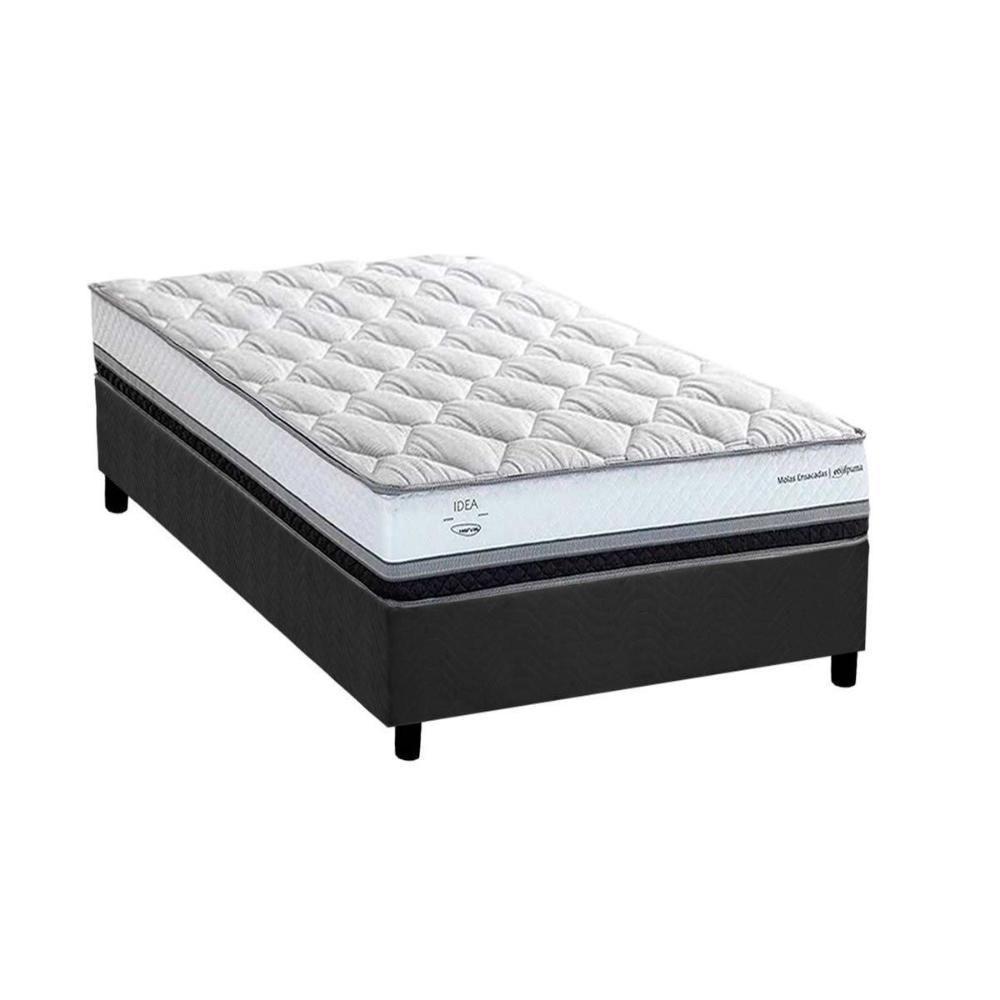 Cama Box Solteirão: Colchão Molas Masterpocket Ensacadas Herval La Playa C1634 + Base Crc Suede Gray (96x203x28) - 1