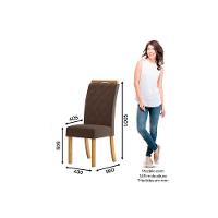 Conjunto Mesa De Cozinha Luiza Tampo Madeirado Com Vidro Canto Reto 120x80cm E 4 Cadeiras Bella Nature Linho Henn - 3