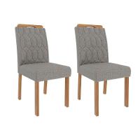 Kit 2 Cadeiras Sala Jantar Paola Wood 2 Un Nature Madeirado Linho Grafite Cimol - 1