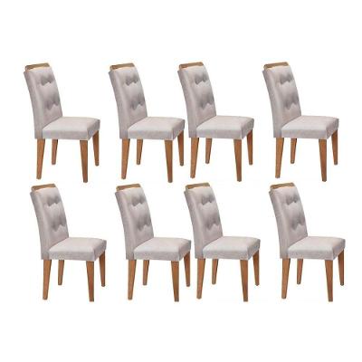 Kit 8 Cadeiras Sala Jantar Imperatriz 8 Un Imbuia Suede Creme Rufato