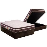 Cama Box Baú Casal: Colchão Ortopédico Polar D28 Orthoface Vip + Base Crc Suede Brown (138x188) - 1