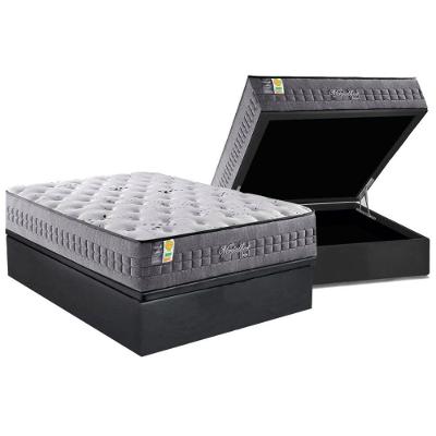 Cama Box Baú Casal: Colchão Molas Masterpocket Ensacadas Versalhes + Base Crc Suede Gray (138x188)