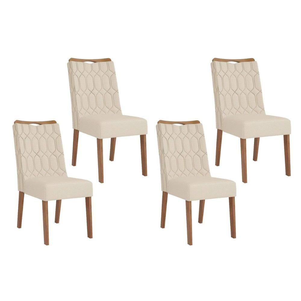 Kit 4 Cadeiras Sala Jantar Bia 4 Un Freijo Linho Neve - 1