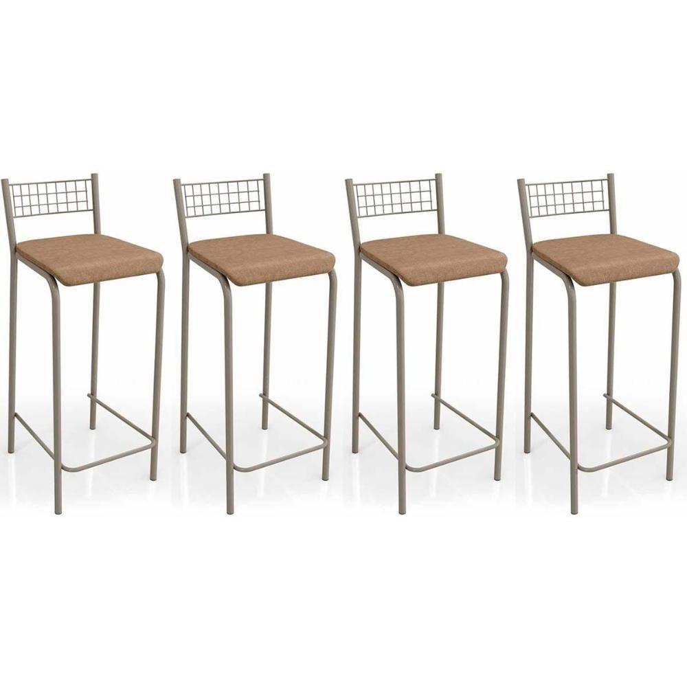 Kit 4 Banquetas Sala Jantar Gênova B705 4 Un Niquel Courano Capuccino - 1