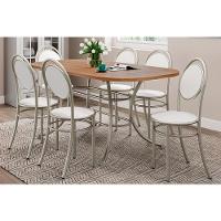Conjunto Mesa De Cozinha 1547 Aço Com Tampo Madeirado 160x90cm E 6 Cadeiras 190 Prata Freijó Prata Branco Carraro - 1