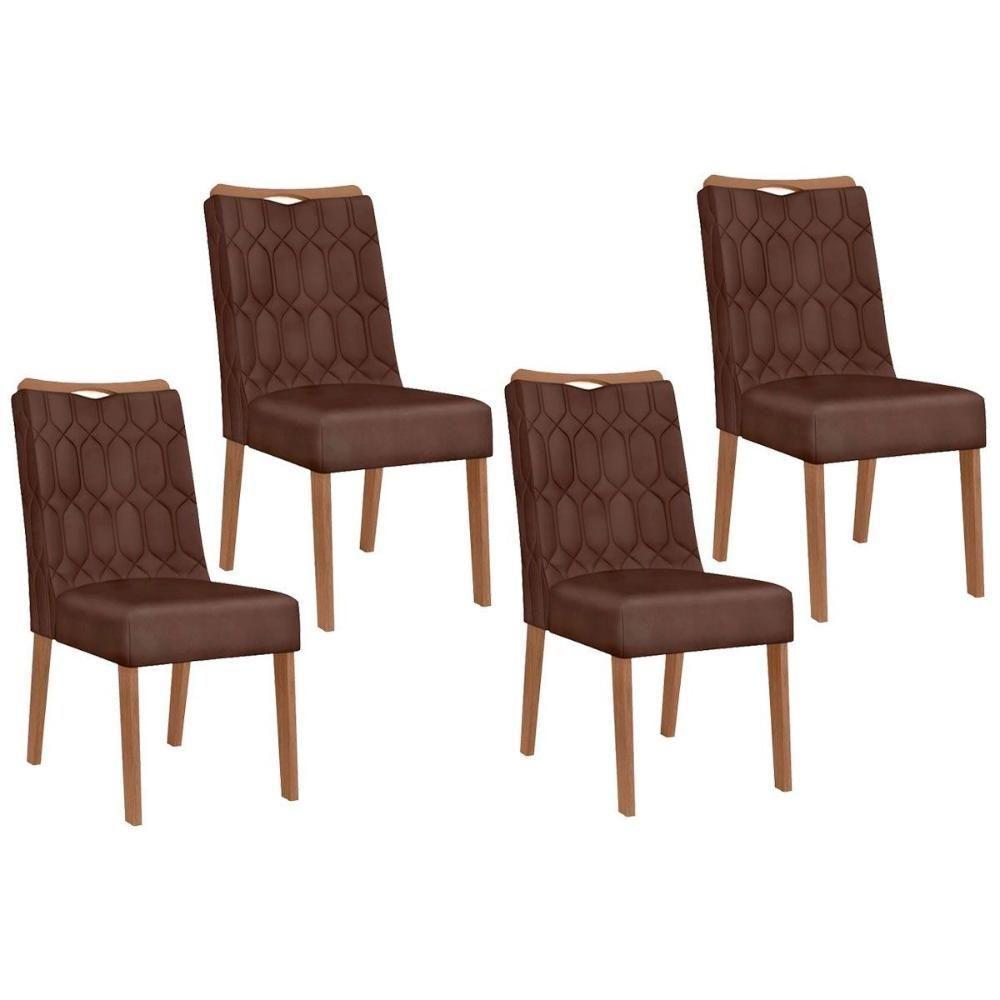 Kit 4 Cadeiras Sala Jantar Bia 4 Un Cedro Suede Moca - 1