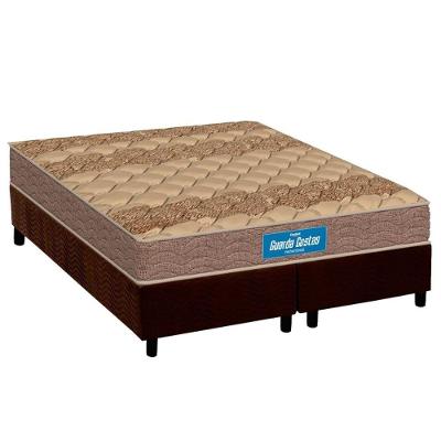 Cama Box Queen: Colchão Espuma D33 Probel Firmepedic Guarda Costas Próintense Brown + Base Crc Suede Brown (158x198)