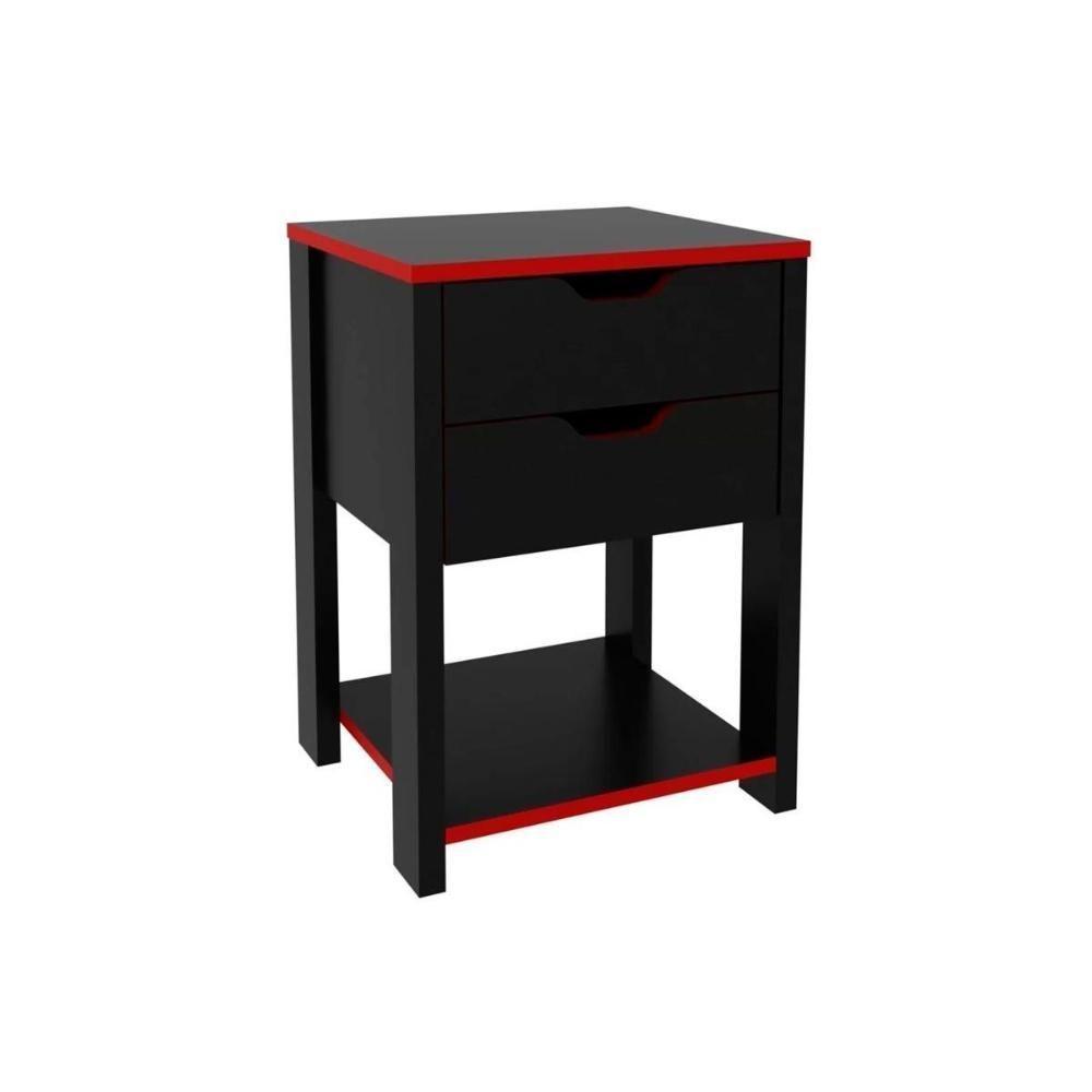 Mesa De Cabeceira Solteiro Gamer Me4163 Com 2 Gavetas Preto Vermelho Tecno Mobili - 1