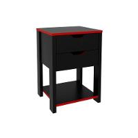 Mesa De Cabeceira Solteiro Gamer Me4163 Com 2 Gavetas Preto Vermelho Tecno Mobili - 1