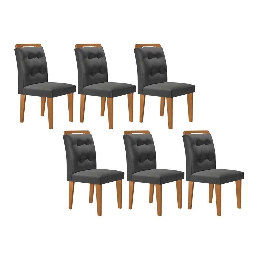 Kit 2 Cadeiras Sala Jantar Imperatriz 6 Un Capuccino Suede Grafite Rufato - 1