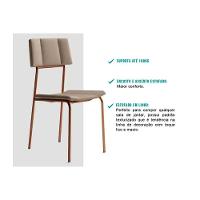Kit 6 Cadeiras Sala Jantar Lou 1742 6 Uni Rose Linho Areia Carraro - 3