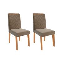 Conjunto Mesa De Cozinha ágata Com Tampo Madeirado Com Vidro 130x80cm E 4 Cadeiras Clarice Madeirado Linho Bege Cimol