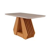 Conjunto Mesa De Cozinha ágata Com Tampo Madeirado Com Vidro 130x80cm E 4 Cadeiras Clarice Madeirado Linho Bege Cimol - 5