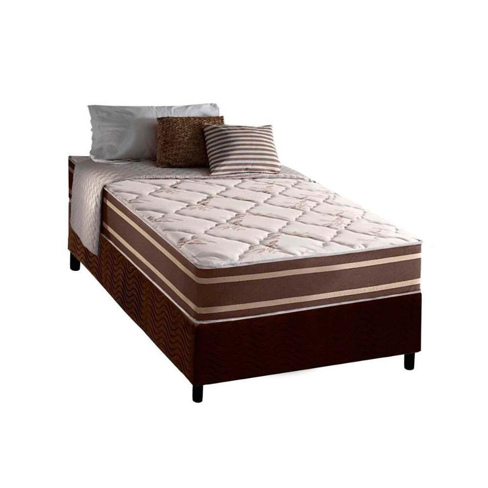 Cama Box Solteiro: Colchão Molas Masterpocket Ensacadas Duo Sono + Base Crc Suede Brown (88x188) - 1