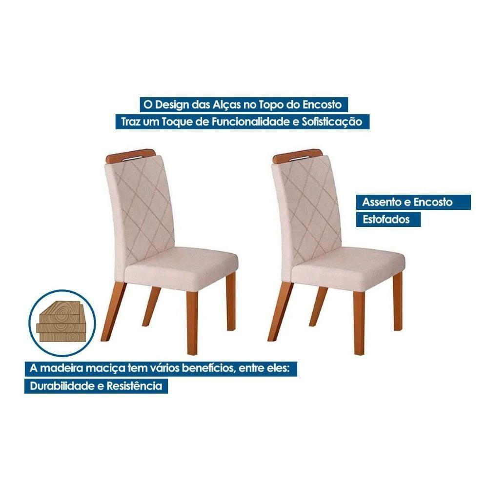 Kit 2 Cadeiras Sala Jantar Melissa 2 Un Madeira Capuccino Suede Marrom Rufato - 8