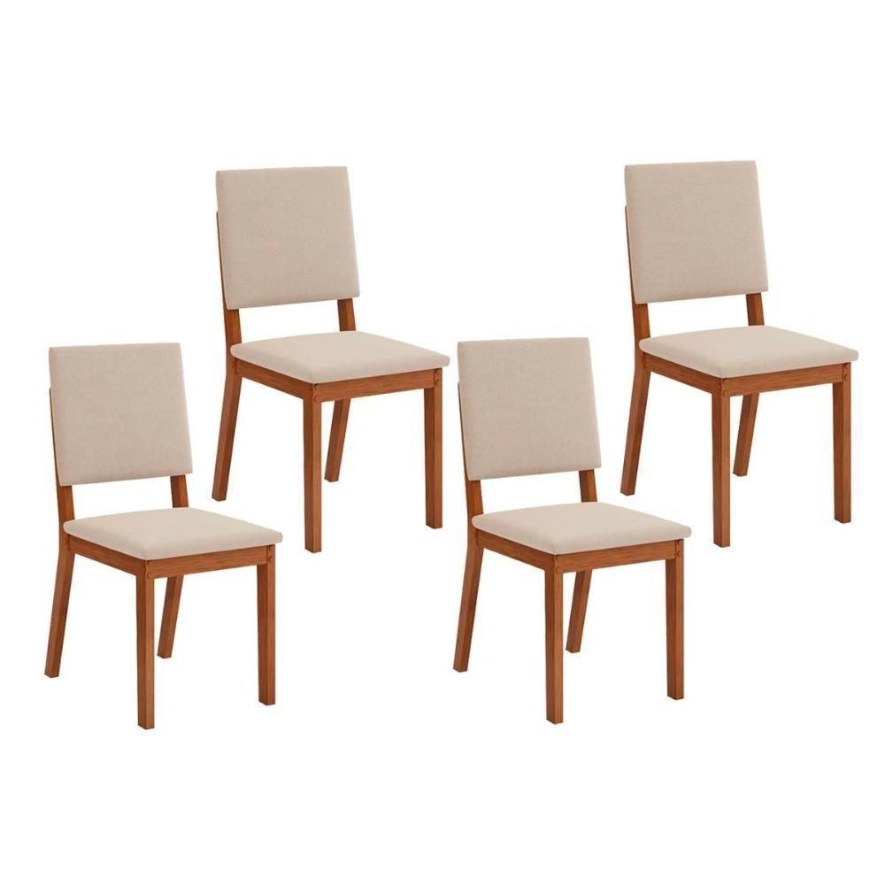 Kit 4 Cadeiras Sala Jantar Talia 4 Un Freijo Suede Creme - 1