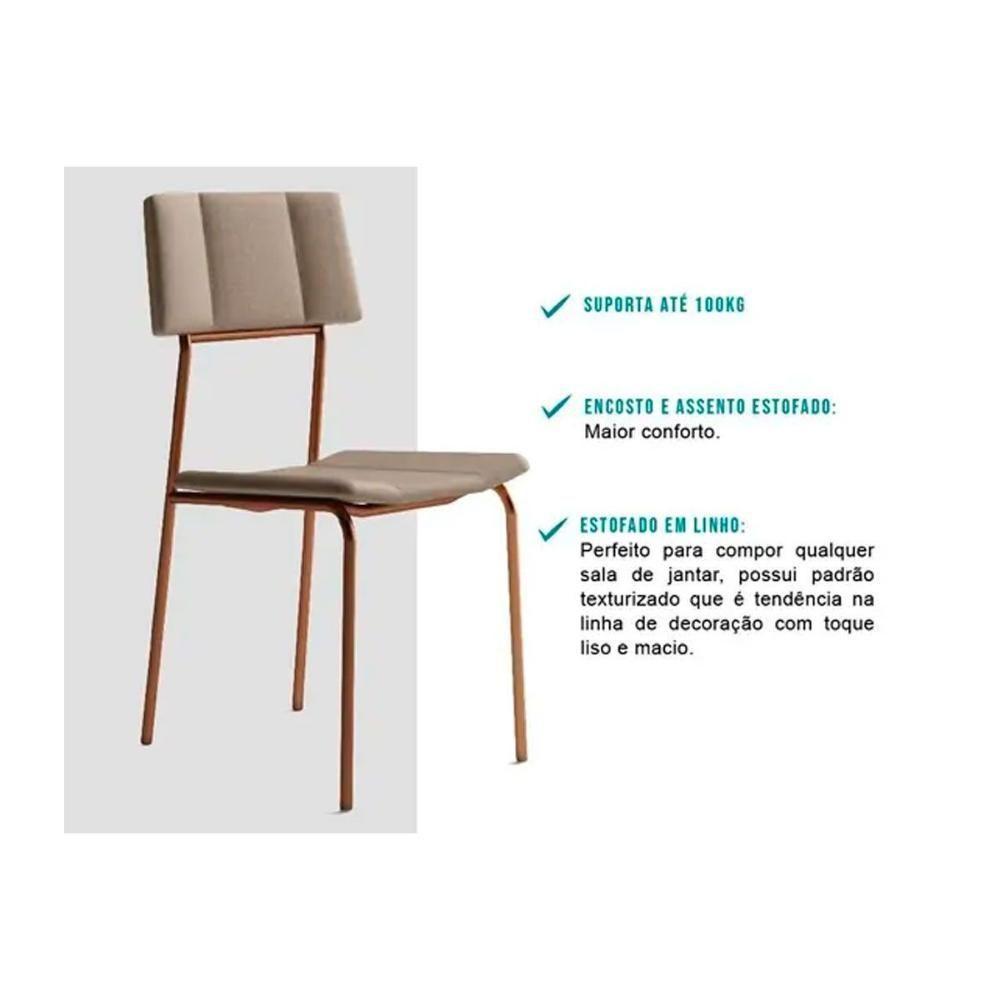 Kit 6 Cadeiras Sala Jantar Lou 1742 6 Uni Preto Linho Grafite Carraro - 2