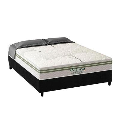 Cama Box Casal: Colchão Molas Ensacadas Paropas Coliseu + Base Crc Suede Black (138x188)