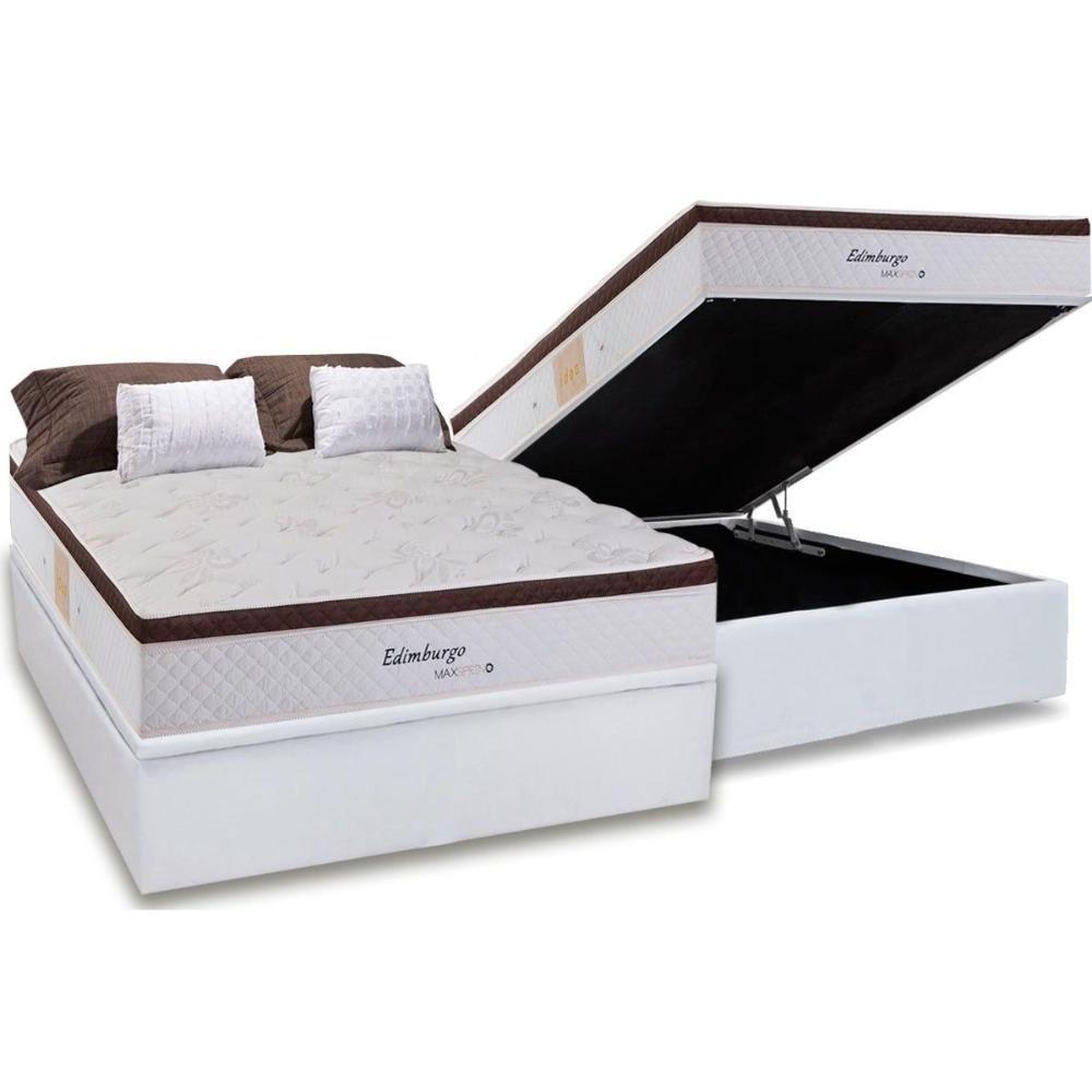 Cama Box Baú Casal: Colchão Molas Masterpocket Ensacadas Herval Maxspring Edimburgo + Base Crc Courano White (138x188) - 1