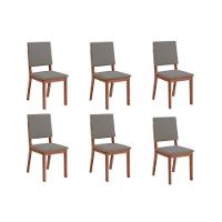 Kit 6 Cadeiras Sala Jantar Talia 6 Un Freijó Suede Lunar - 1
