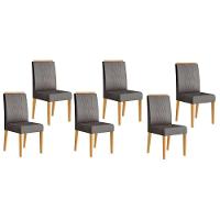 Kit 6 Cadeiras Sala Jantar Lia 6 Un Cedro Suede Lunar - 1