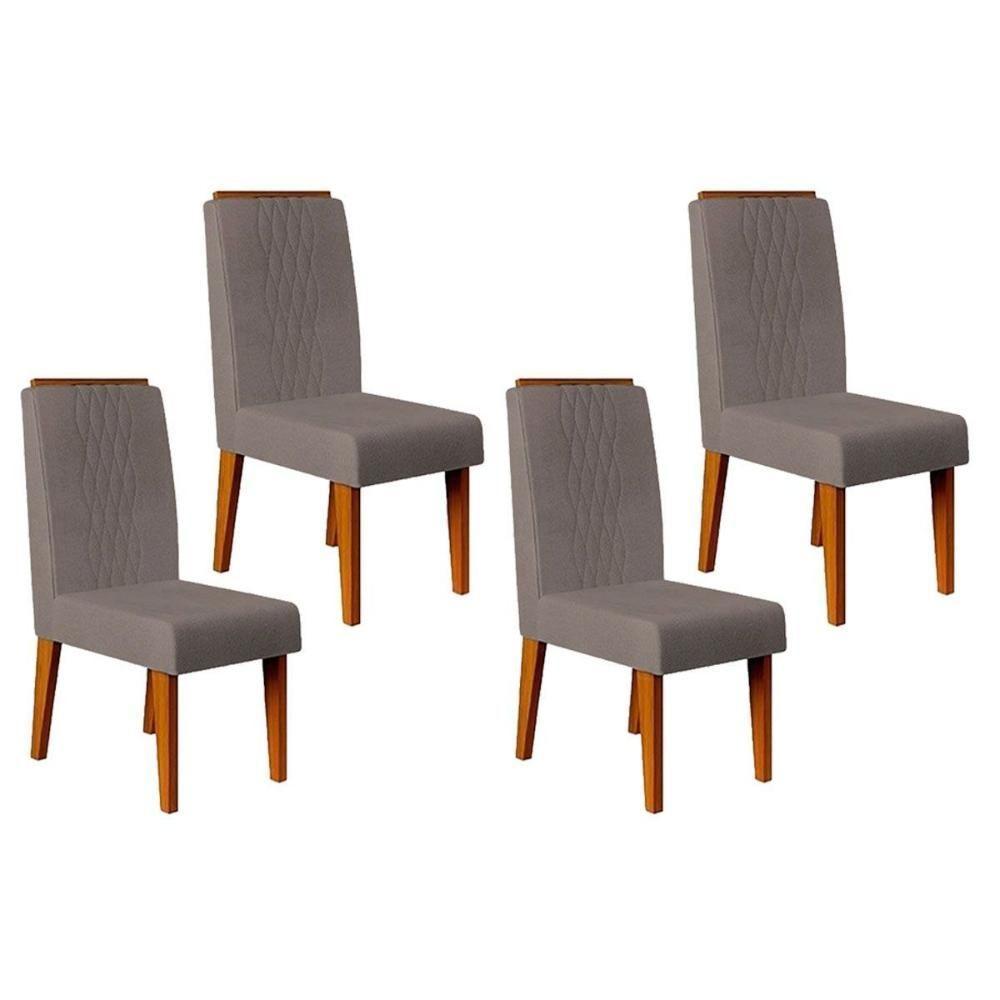 Kit 4 Cadeiras Sala Jantar Lia 4 Un Freijó Suede Lunar - 1