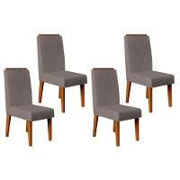 Kit 4 Cadeiras Sala Jantar Lia 4 Un Freijó Suede Lunar - 1