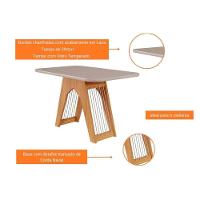 Conjunto Mesa De Cozinha Carol Tampo Madeirado Com Vidro 180x90cm E 6 Cadeiras Clarice Madeirado Linho Bege Cimol - 3