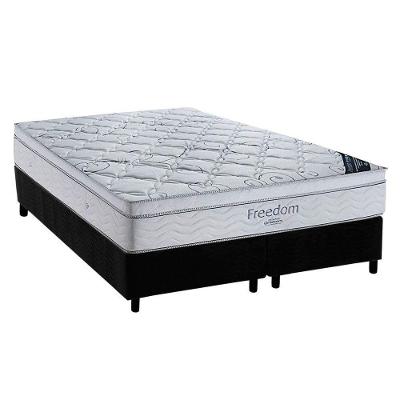 Cama Box King: Colchão Molas Superpocket Ensacadas Ortobom Freedom Visco + Base Crc Suede Black (186x198)