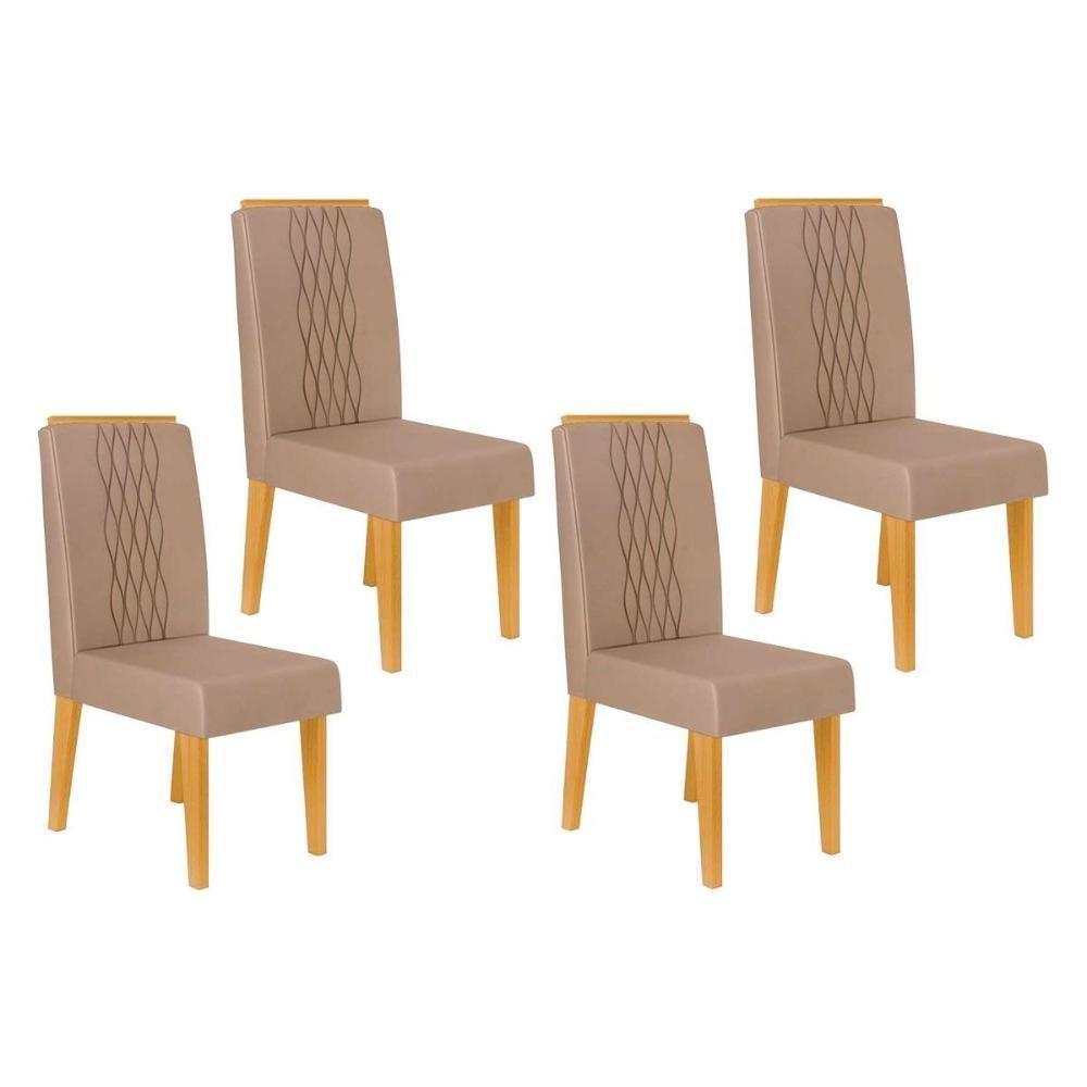 Kit 4 Cadeiras Sala Jantar Lia 4 Un Cedro Suede Kraft - 1