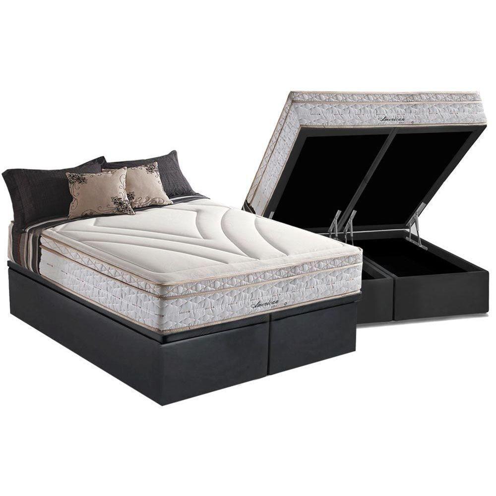 Cama Box Baú Queen: Colchão Molas Masterpocket Ensacadas Herval Maxspring American + Base Crc Suede Gray (158x198) - 1
