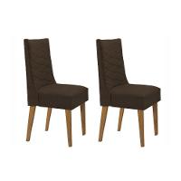 Kit 2 Cadeiras Sala Jantar Dafne 2 Un Imbuia Suede Marrom Rufato - 1