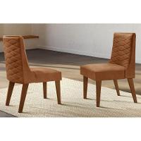 Kit 2 Cadeiras Sala Jantar Dafne 2 Un Imbuia Suede Marrom Rufato - 6